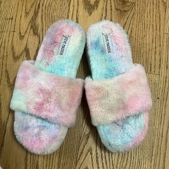 STEVE MADDEN FABFUZZ MULTI COLOR FAUX FUR SLIPPER SIZE 10M - Picture 7 of 7